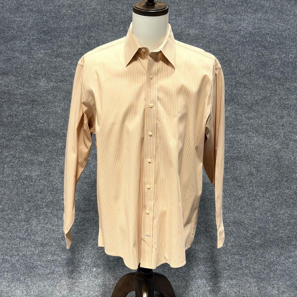 Tehama Shirt Mens Large White Striped Long Sleeve Coolmax Stretch Dress